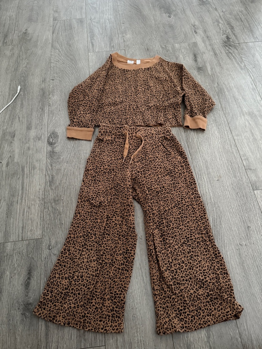 GAP Brown Leopard-Print Wide-Leg Set sz 3-4